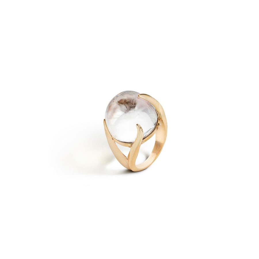 Anello 'Solis' in bronzo con cristallo di rocca SOLIS | AN CABBRO